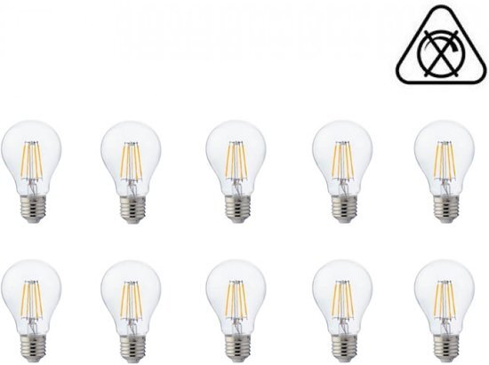 BES LED LED Lamp 10 Pack - Filament - E27 Fitting - 6W - Natuurlijk Wit 4200K