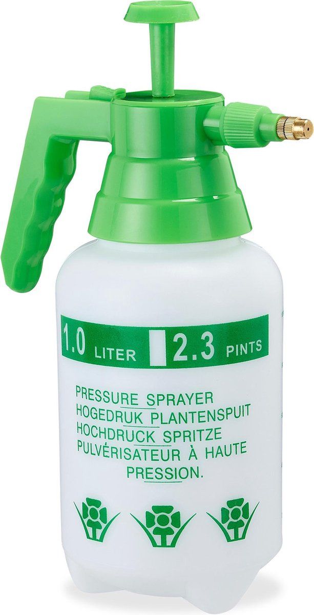 Relaxdays drukspruit 1 l - plantenspuit - onkruidspuit - druksproeier - met pomp - tuin