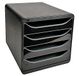 Exacompta BIG-BOX Ladebox met 4 laden voor A4+ documenten - Zwart/Zwart glanzend