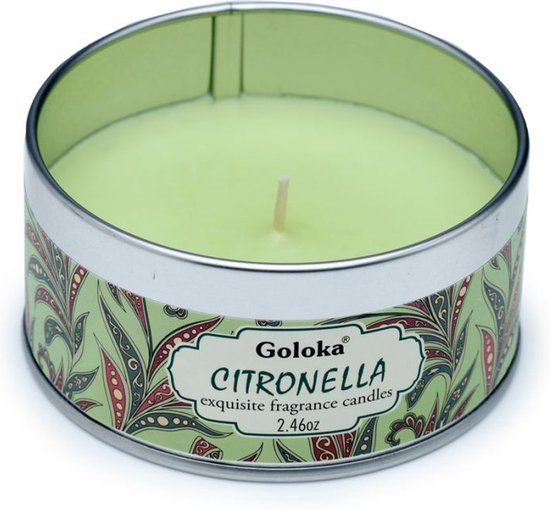 Goloka Citronella Scented Candle in Tin - 8cm Diameter