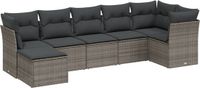 vidaXL 7-delige loungeset met kussens, polyrattan, grijs