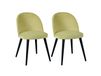 Lot de 2 chaises tissu velours jaune pieds bois massif teinté wengé