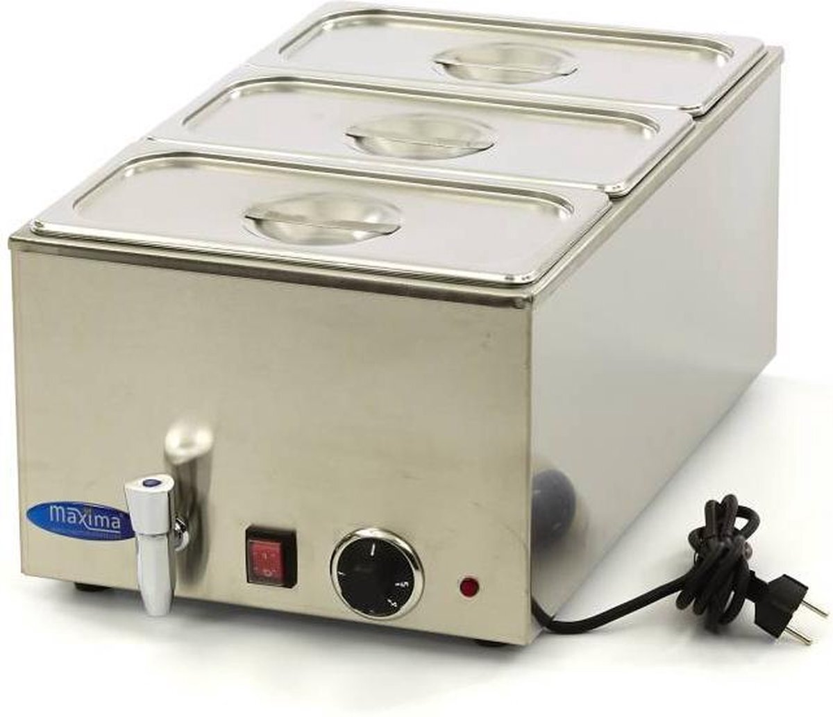 Maxima Bain Marie Met Kraan Inclusief 3 X 1/3 Gn Set