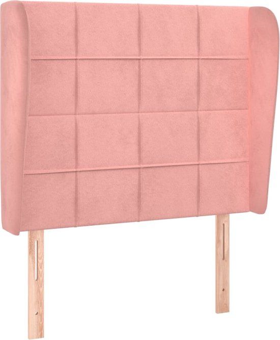 VidaXL Hoofdbord met randen 93x23x118/128 cm fluweel roze