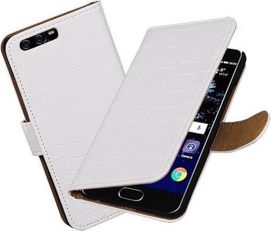 Best Cases .nl Wit Krokodil booktype wallet cover hoesje Huawei P10 - 8718883886537