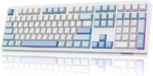 EPOMAKER TH108 - Full Size Mechanisch Toetsenbord - Tri-Mode Draadloos - 8000mAh Batterij - Gasket Mount - Hot-Swap - RGB Backlight - PBT Keycaps - Wit/Blauw