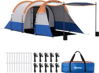 Outsunny Campingtent voor 3 Personen - Tunneltent met Slaapcabine - Waterdichte Kampeertent - Oranje
