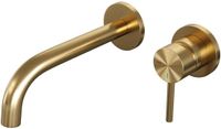 Brauer Gold Edition Inbouw Wastafelmengkraan met Gebogen Uitloop en Rozetten Model A1 Goud Geborsteld PVD