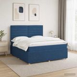 vidaXL LED Boxspringbed met Matras Blauw 140 x 190 cm Stof