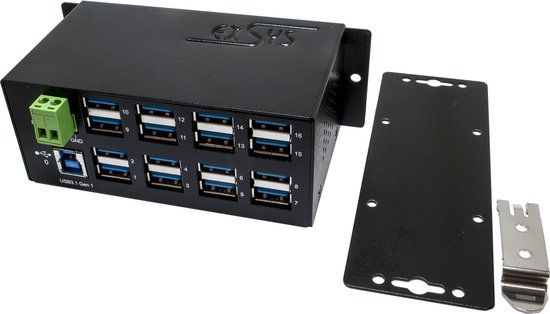 Exsys EX-1113HMS interface hub USB 3.2 Gen 1 (3.1 Gen 1) Type-B 5000 Mbit/s Zwart