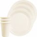 Santex set de table pour fêtes/anniversaires - 10x assiettes et gobelets - blanc - carton