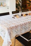 Bellatio design Tafelzeil - wit - kanten patroon - 140 x 300 cm