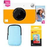 KODAK Printomatic Volledig in kleur Direct printen camera Starterbundel + Zachte Hoes + Zink 20pk fotopapier - Kleurrijke foto's op 2x3" zelfklevend papier - Geel