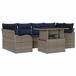 vidaXL Tuinbank Set 7-delig Grijs en Marineblauw Polyrattan