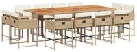vidaXL 13-delige Tuinset met kussens, beige, van polyrotan