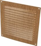 AMIG Ventilatierooster/muurrooster - 150 x 150mm - aluminium - beukenhout look - schoepenrooster