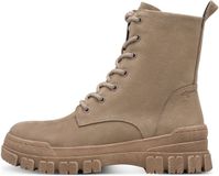 Tamaris Dames Laarzen Beige Leer Klassieke Laarzen Vetersluiting Ronde Neus 36