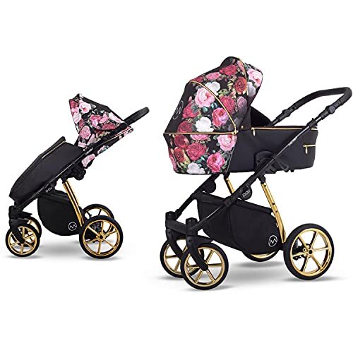 Lux4Kids Rose PX04 3-in-1 kinderwagen, 2-in-1 Isofix slechts 12,8 kg, lichtgewicht constructie, tot 22 kg bruikbaar, met babyzitje