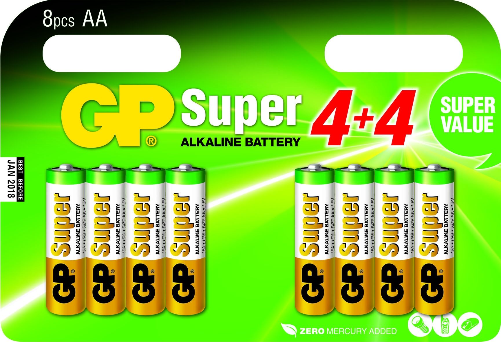 GP Batteries Super Alkaline AA Batterijen - 8 stuks