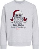 JACK & JONES JUNIOR - JJXMAS FUN SWEAT CREW NECK JNR Jongens Trui - Maat 152 - Katoen/Polyester - White Melange