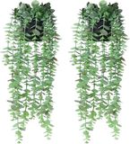 Unyqoos® Kunstplant, eucalyptus, hangplant met 15 takken (50 cm), groene kleur