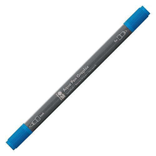 marabu 01450003052 Aqua Pen Graphix medium blauw, aquarelviltstiften met briljante kleur, waterbasis, lichtbestendige pigmentinkt, met dubbele punt, aquarelbaar op aquarelpapier