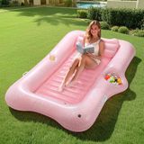 Goodivery - Lit de bronzage - Matelas gonflable de piscine - Grand matelas de piscine avec barre de glace - Rose