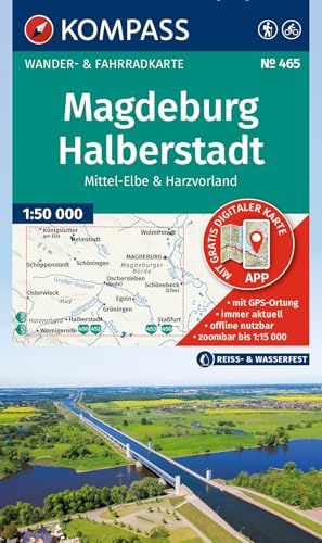 KOMPASS Wanderkarte 465 Magdeburg, Halberstadt, Mittel-Elbe & Harzvorland 1:50.000