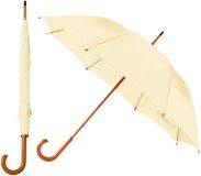Bellatio Design Paraplu Dryfeet - 2x - licht beige - dia 105 cm - 85 cm lang - 8 panels - regen - polyester/hout - Classic model