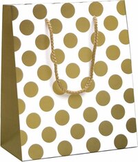 Luxe Cadeautas Met koord - 19 x 10 x 23 cm - Big Dots - Gold - 12 Stuks