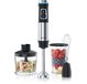 Arendo Staafmixer Set 1200 W: MEXO staafmixer met hakmolen, garde en 800 ml maatbeker. Staafmixer met DC-motor, 4 messen, traploze regeling, zilver-zwart