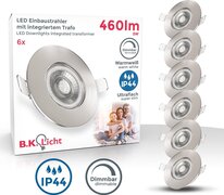 B.K.Licht - LED Inbouwspots badkamer - 6 stuks - dimbaar - badkamerverlichting - spotjes inbouw - IP44 - ronde - Ø9cm - 3.000K - 460Lm - 5W - 230V