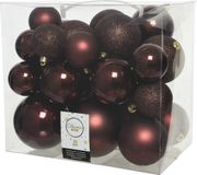 Decoris Kaemingk B.V. 52x stuks kunststof kerstballen mahonie bruin 6-8-10 cm - Onbreekbare plastic kerstballen