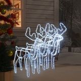 VidaXL Figurine de Noël renne à tête mobile 3 pièces 76x42x87 cm blanc froid
