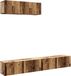 vidaXL TV-wandkasten, 3 stuks, met een antieke houten uitstraling, 100x30x30 cm, van houtvezel