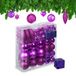 Relaxdays Boules de Noël, set de 110, plastique, D: 8 cm, incassable, rose vif, argent