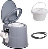 VEVOR 5L Campingtoilet met Toiletpapier en Mobiele Telefoonhouder, Draagbaar Campingtoilet 500 x 467 x 400mm Reistoilet Noodtoilet Grijs Toiletten 136,1kg Gewichtscapaciteit Campertoilet
