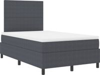 vidaXL LED Box Spring Bed Dark Grey and White 120 x 190 cm