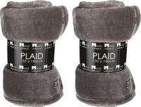 In The Mood Fleece deken - 2x stuks - titanium grijs - 130 x 180 cm