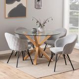 Giga Living Eettafel Harrie - Rond Glas/Naturel - Ø119x75,5cm