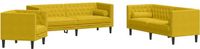 vidaXL 3-delige Loungeset Chesterfield met bolsters fluweel geel