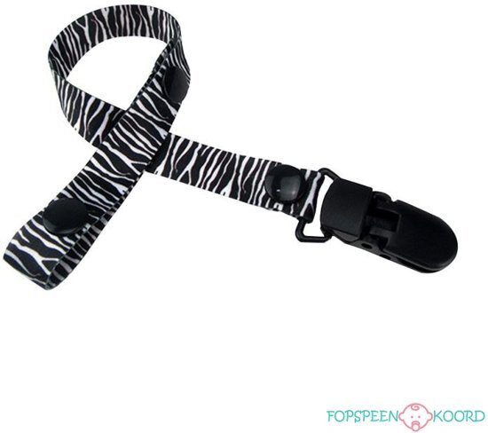 Fopspeenkoord.nl Speenketting zwart wit Zebra print