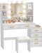 Homcom Coiffeuse set-MDF, verre-120L x 40l x 140H cm-Blanc