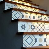 Ambiance Sticker Zelfklevende trap, tegels, trap, ornamenten, design, zelfklevend, voor trap, cementtegels, 2 stroken van 15 cm x 105 cm