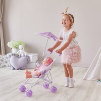 Teamson Kids Poppenwagen Met Parasol - Paars/Sterren