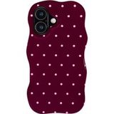 Selencia Vivid Wavy Backcover met MagSafe voor de Apple iPhone 16 - Happy Dots Burgundy