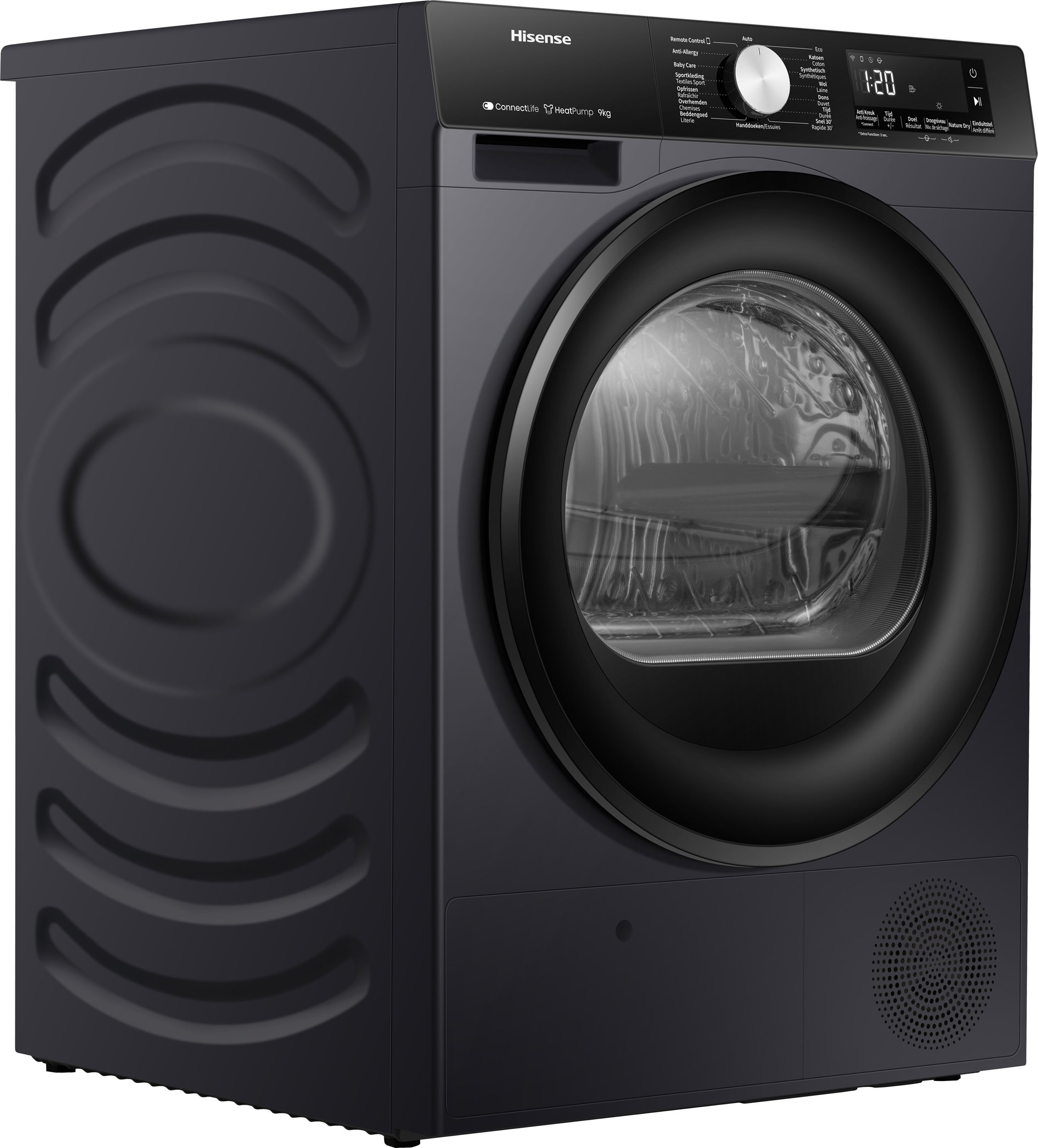 Hisense DH3S902BB3 - Zwarte Warmtepompdroger (9kg, A+++, ConnectLife)