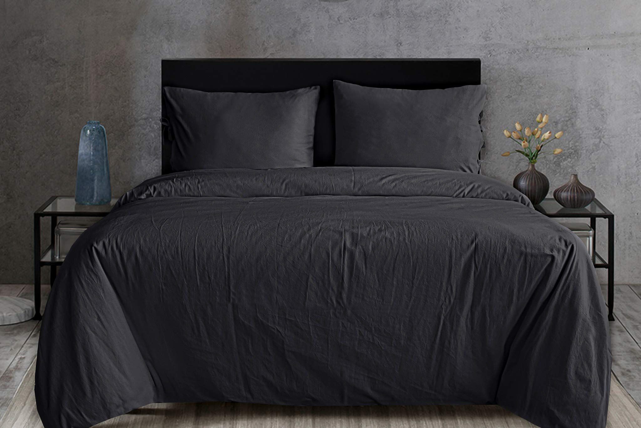 Yellow Leos Dekbedovertrek Lits-jumeaux 260x200/220 cm + 2 kussenslopen 60x70 cm - Iron Grey