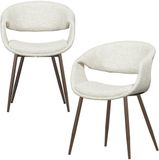 WOOOD Yossi eetkamerstoelen, set van 2, naturel velvet zitting, metalen koperen poot