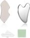JE Solutions Set de massage faciale Gua Sha, 3-en-1, Argent